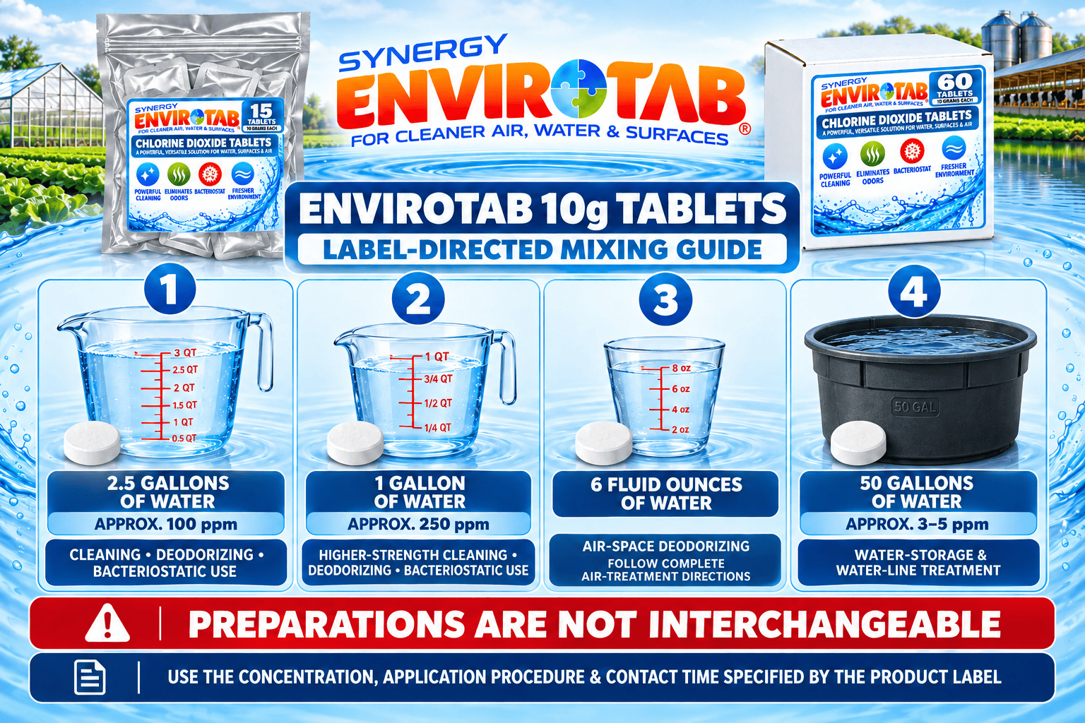 Envirotab 10g Mixing Infographic